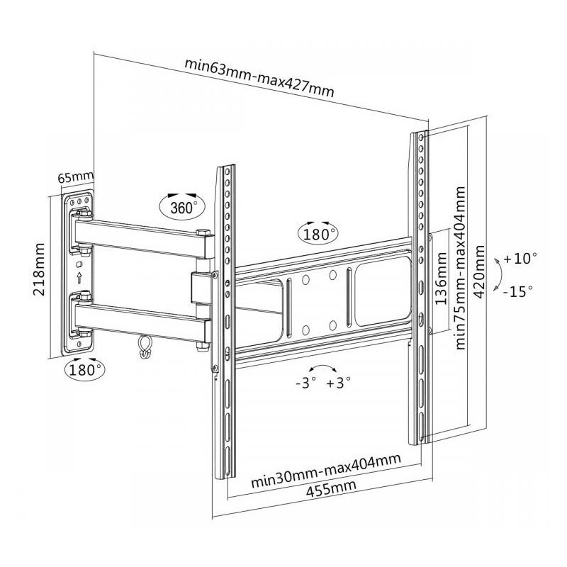 SUPPORT PIVOTANT SBOX PLB-3644 POUR TÉLÉVISEUR 32″-55″