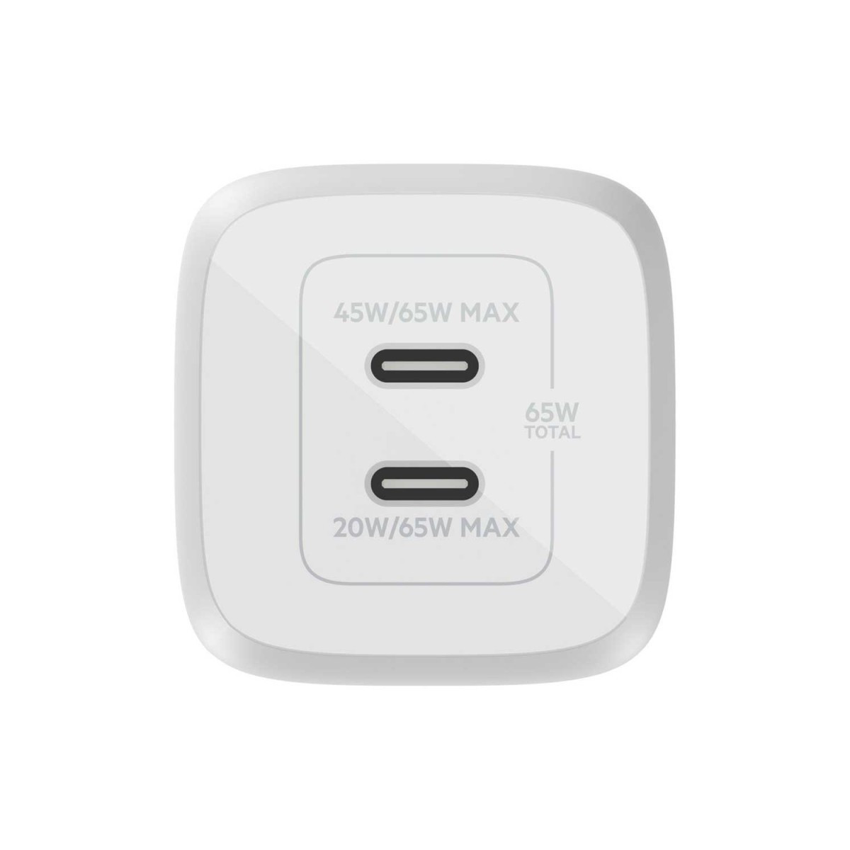 CHARGEUR MURAL BELKIN 2 PORTS / USB-C / 65W / BLANC