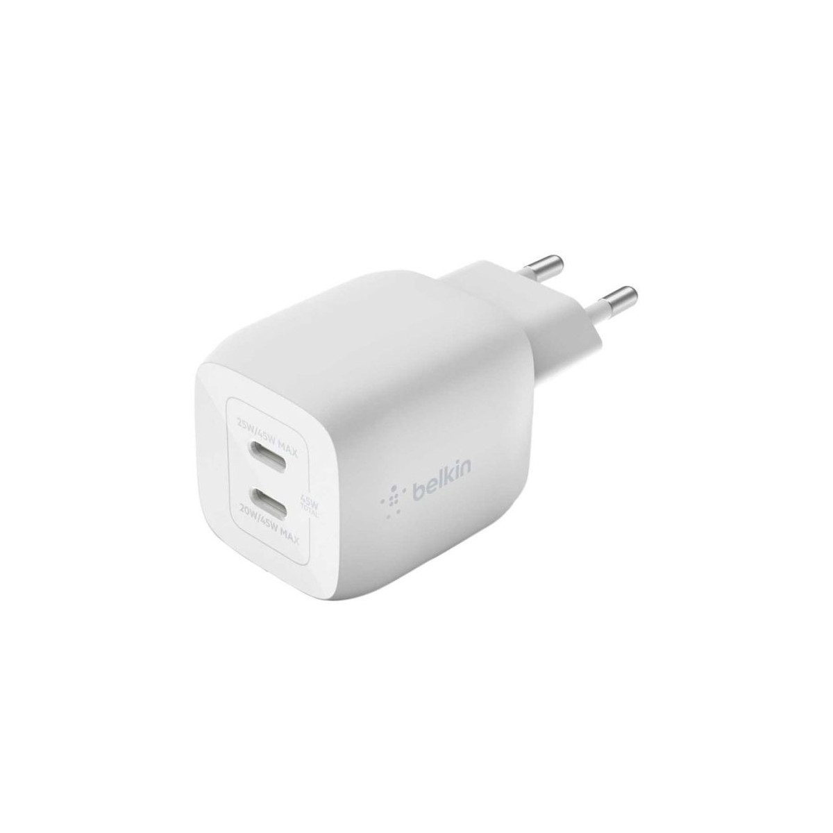 CHARGEUR MURAL BELKIN 2 PORTS / USB-C / 45W / BLANC