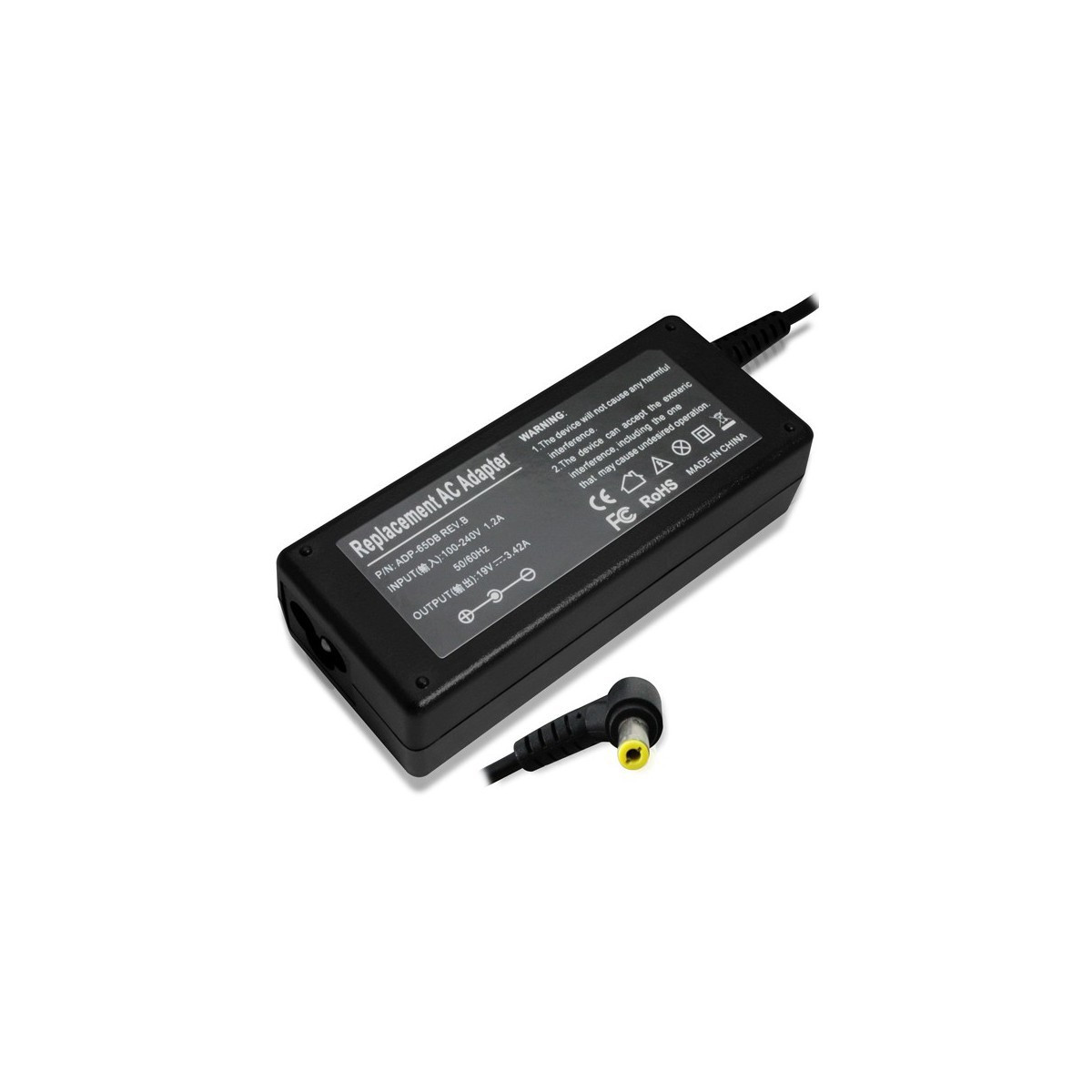 CHARGEUR POUR PC PORTABLE ACER 19V / 3.42A + CÂBLE ALIMENTATION TREFLE OFFERT