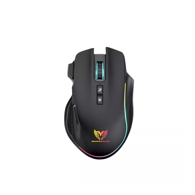 SOURIS GAMER SANS FIL STAR WAVE GM1076 RÉTROÉCLAIRAGE RAINBOW / NOIR