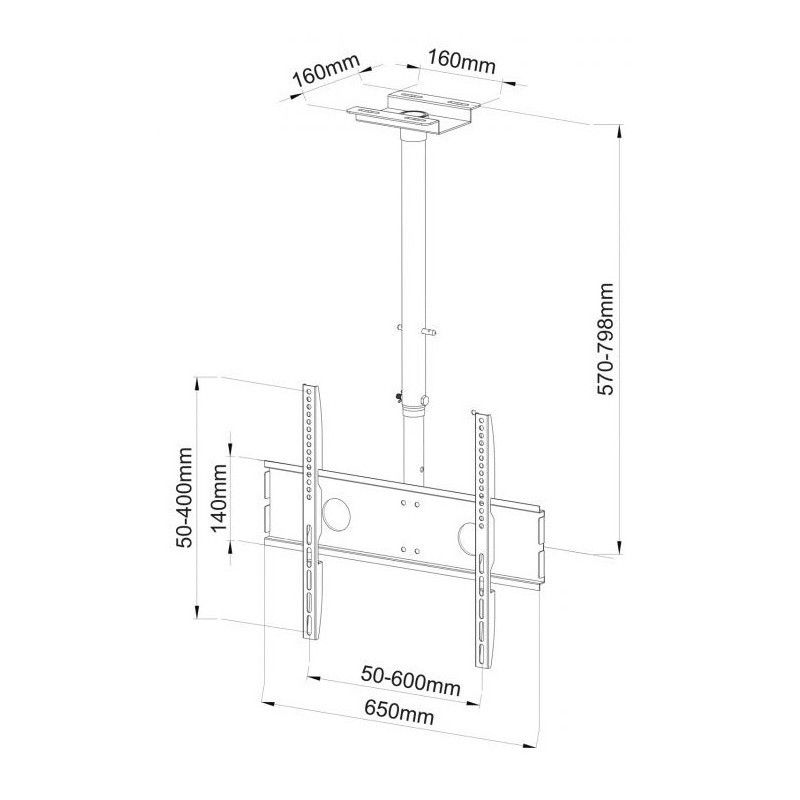 SUPPORT DE PLAFOND TOURNANT SBOX POUR TÉLÉVISEUR 30″-50″ CPLB-102M