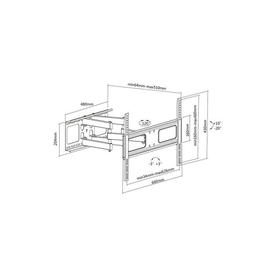 SUPPORT PIVOTANT SBOX PLB-3646 POUR TÉLÉVISEUR 37″-70″