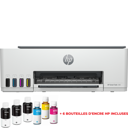 IMPRIMANTE HP SMART TANK 580 COULEUR 3EN1 / WIFI + 6 BOUTEILLES D’ENCRE HP