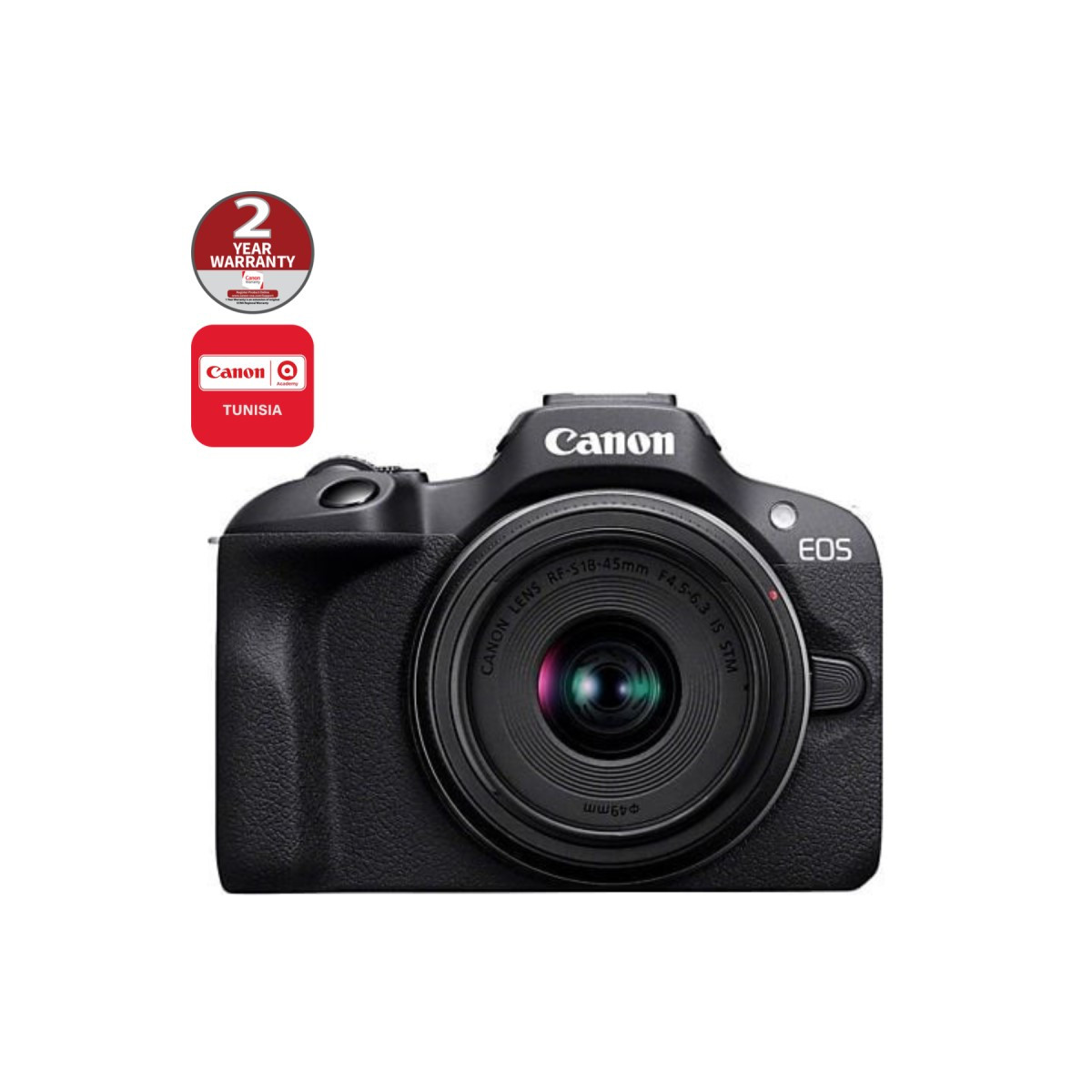 APPAREIL PHOTO HYBRIDE CANON EOS R100 / NOIR + OBJECTIF RF-S 18-45MM