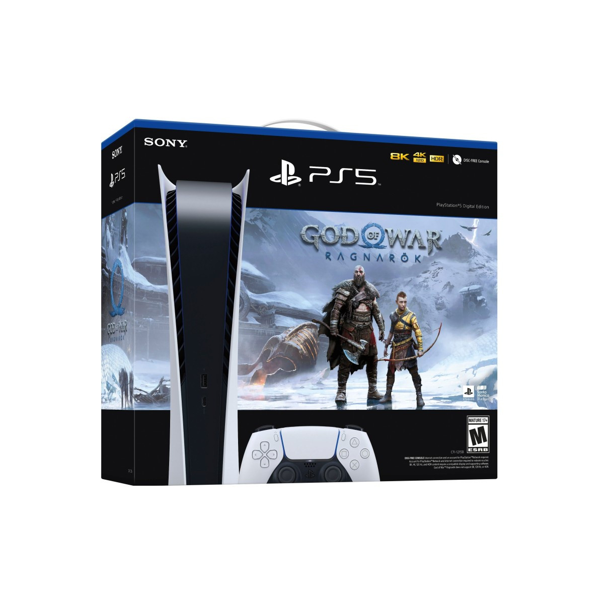 CONSOLE PLAYSTATION 5 EDITION DIGITALE + GOD OF WAR RAGNARÖK +STATION DE CHARGE DUAL SENSE