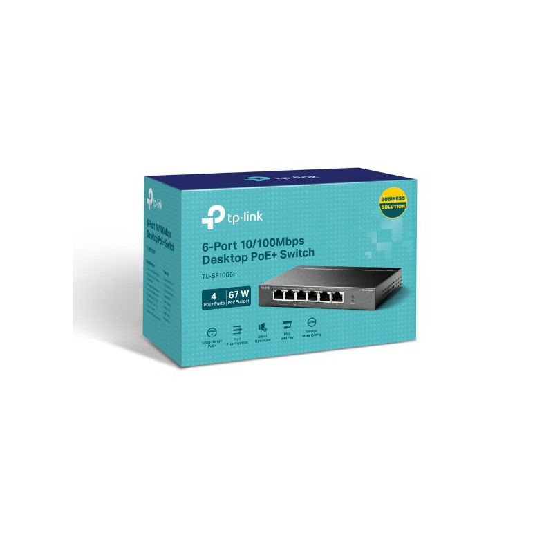 SWITCH DE BUREAU TP-LINK 6 PORTS 10/100 MBPS AVEC 4 PORTS POE+ TL-SF1006P