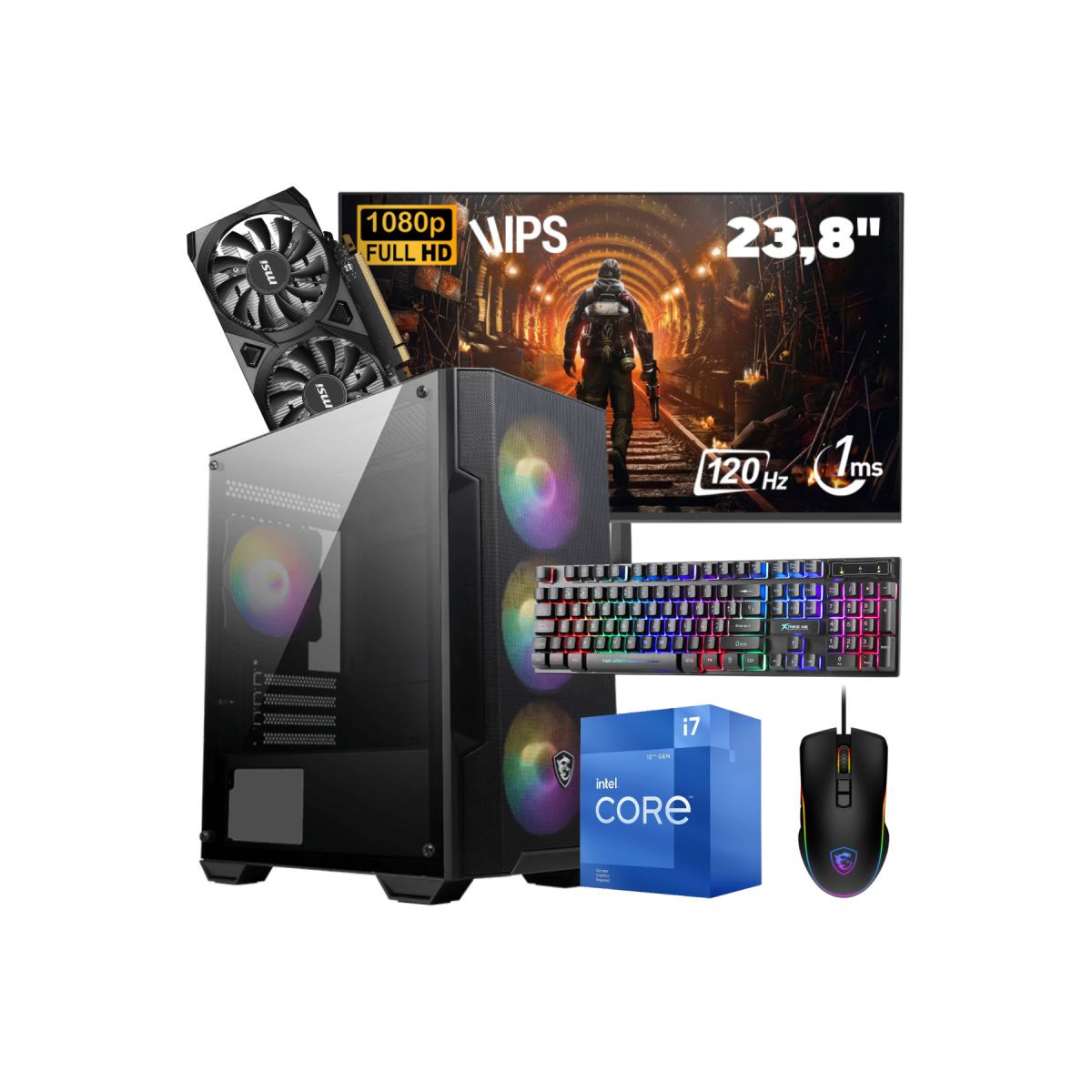 Setup Gamer Special Pc de Bureau Gaming / i7-12700F / RTX 3050 6G / 16 Go Avec Écran Aero 24″ Full HD IPS 120 Hz