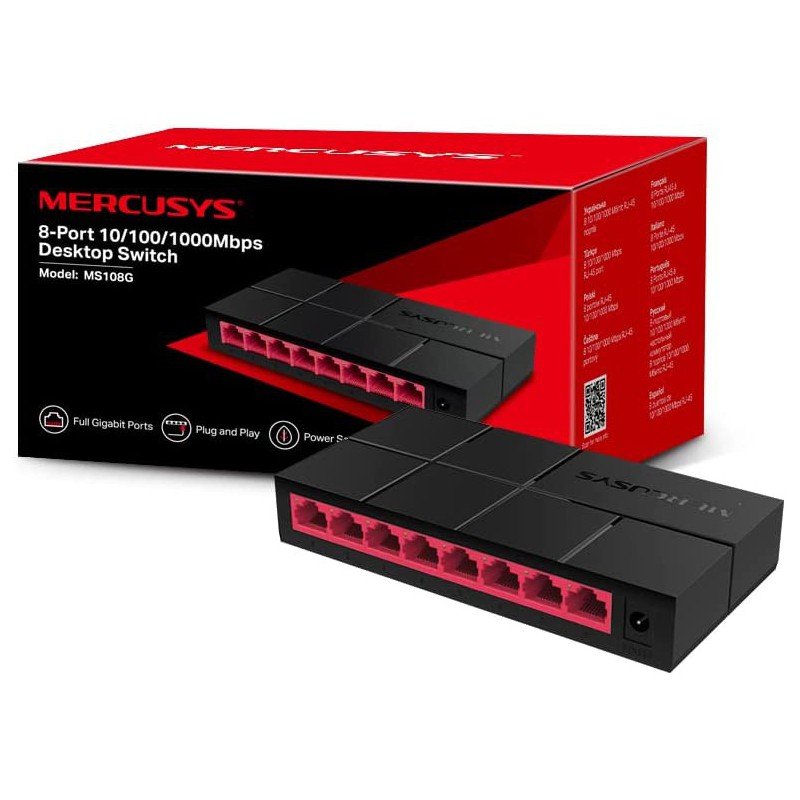 SWITCH DE BUREAU 8 PORTS MERCUSYS MS108G / 10/100/1000 MBPS