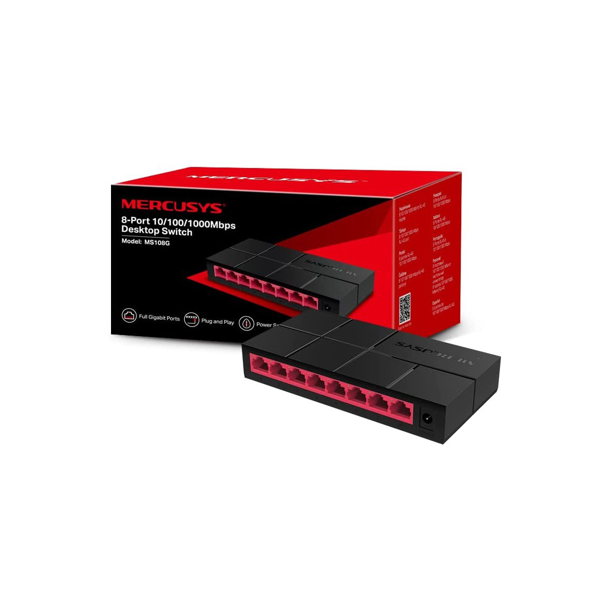 SWITCH DE BUREAU 8 PORTS MERCUSYS MS108G / 10/100/1000 MBPS