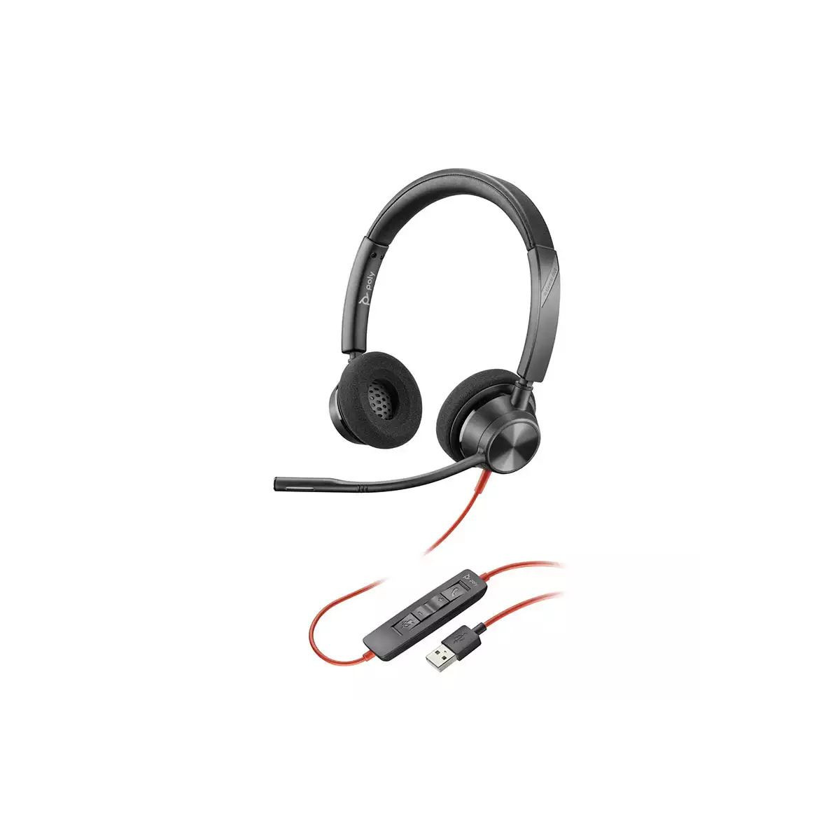 MICRO-CASQUE HP POLY BLACKWIRE 3325 USB-C CERTIFIÉ MICROSOFT TEAMS