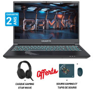 PC PORTABLE GIGABYTE G5 KF - I5 12ÈME GÉN0 8G + PACK Tapis / Souris / CASQUE Filaire STAR WAVE GH1083