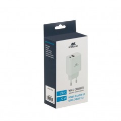 Chargeur Mural Rivacase PS4102 W00 EU USB-A QC3.0 + USB-C PD20W Blanc