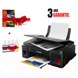 Imprimante Canon Multifonction 3En1 Pixma G2410 Jet D’Encre Couleur + Kit de 4 Bouteilles D’Encre Canon+ Rame-Papier