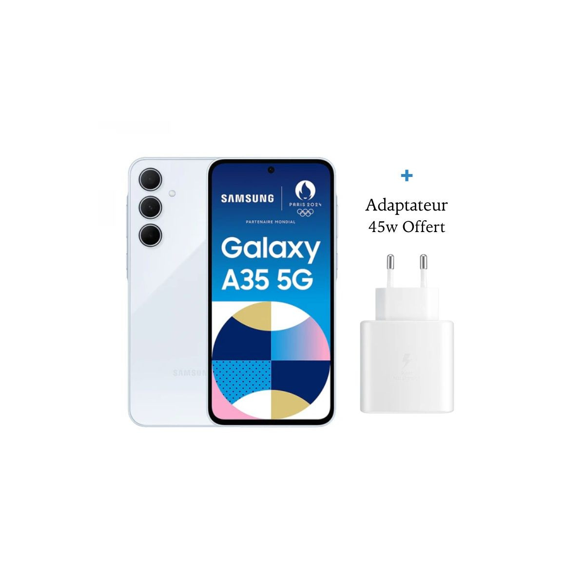 Smartphone Samsung Galaxy A35 5G 8Go 128Go Bleu Claire + Adaptateur 45w Offert