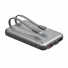 Power Bank RIVACASE VA2611 / 10000 mAh / Charge ultra rapide PD 30W / Avec 2 câbles intégrés / Gris