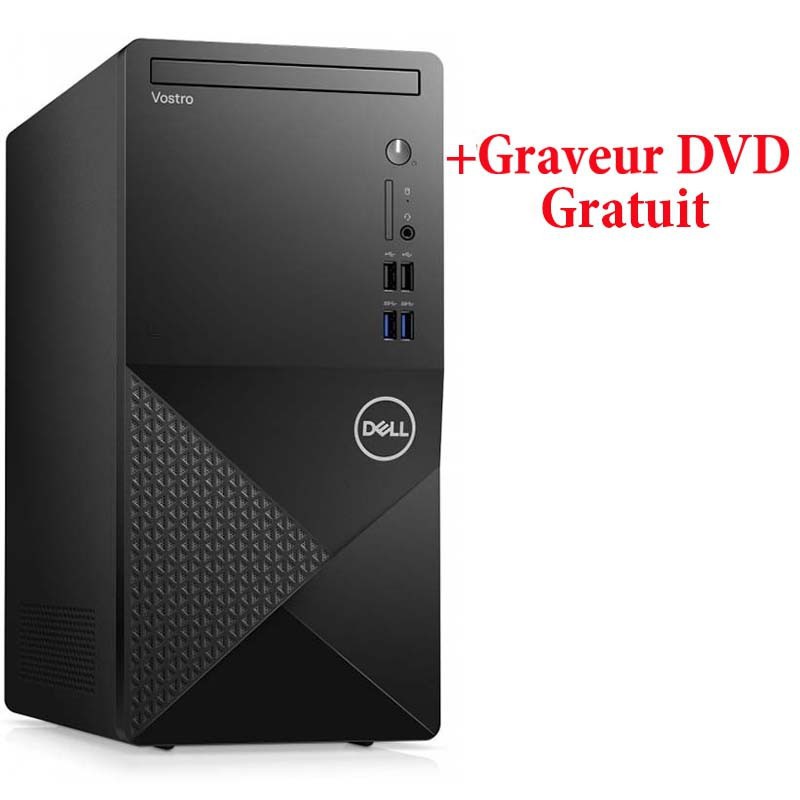 Pc De Bureau Dell Vostro 3910 i3 12Gén 4Go 1To + 256 Go SSD Noir