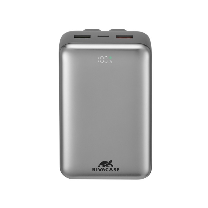 Power Bank RIVACASE VA2612 / 20000 mAh / Charge ultra rapide PD 30W / Avec 2 câbles intégrés / Gris