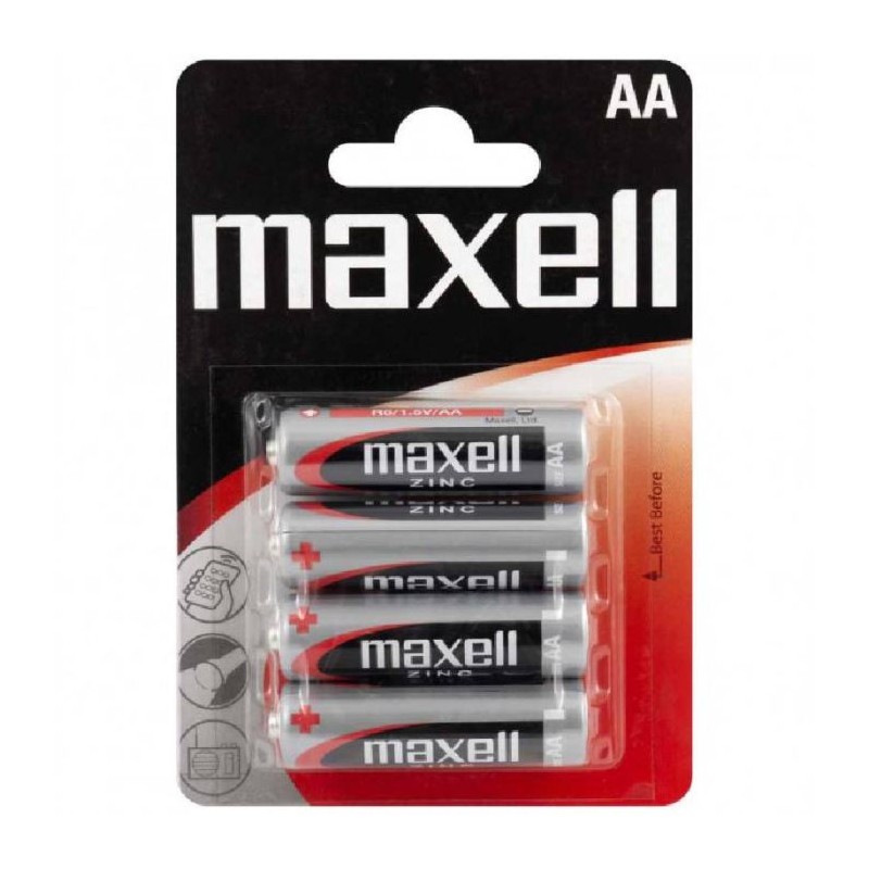 Pack de 4 Piles MAXELL R6 Blister AA Mignon 1.5 V Pack de 4 Piles MAXELL R6 Blister AA Mignon 1.5 V