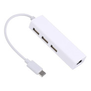 Adaptateur Type-C Vers RJ45 + Hub 3 Ports USB