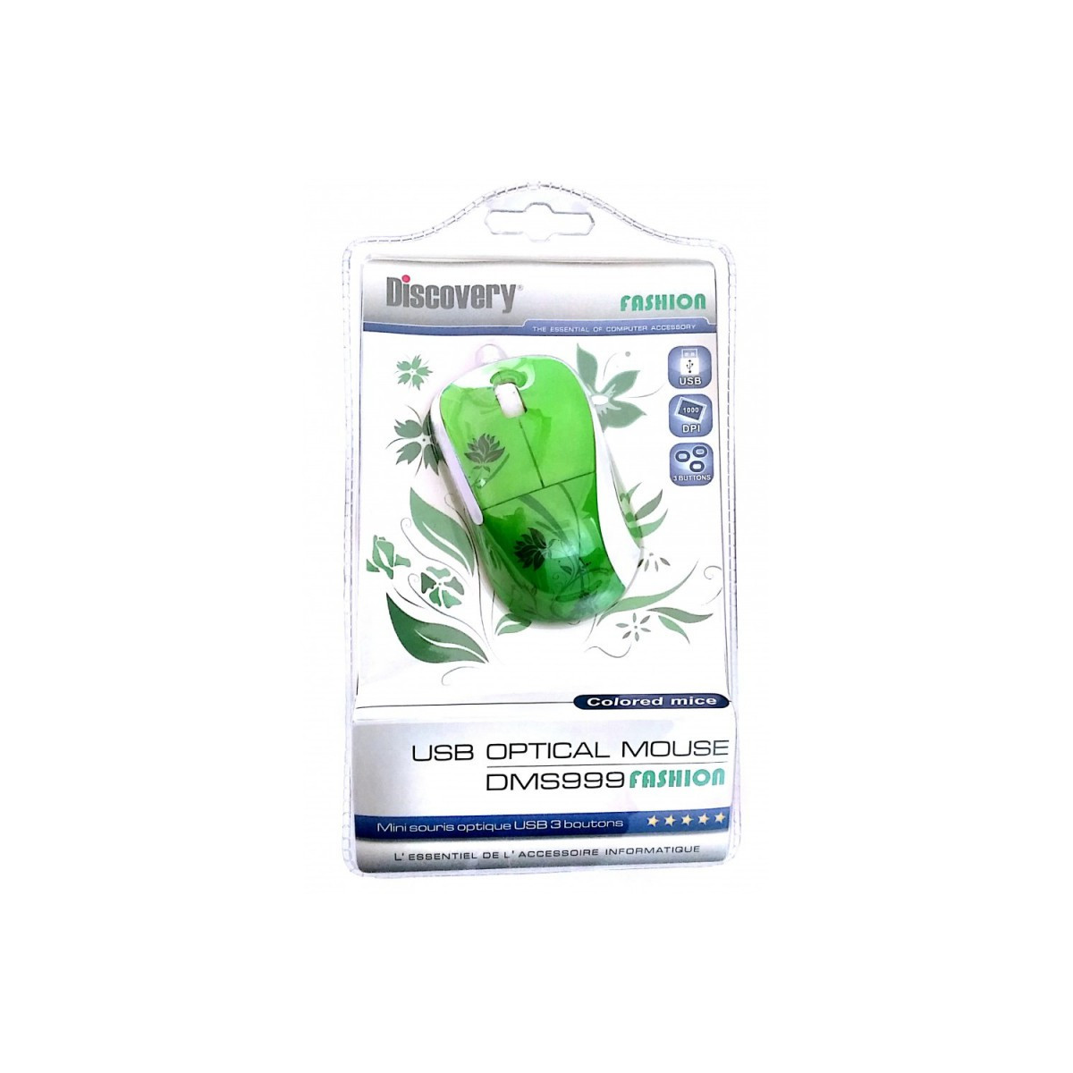 Mini Souris Optique Discovery DMS999 Fashion – Vert & Blanc – DMS-999Y