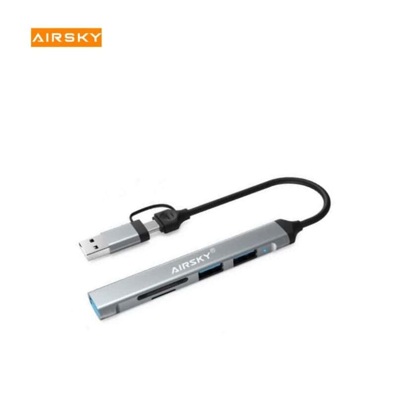 Hub Airsky HC-77A Adaptateur USB3.0 vers Type-C 5en1