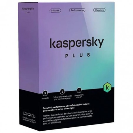 Antivirus KASPERSKY Plus 3 Postes Equivalent Total / 1an