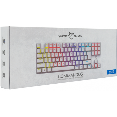 CLAVIER GAMING MÉCANIQUE WHITE SHARK COMMANDOS BLUE SWITCHES