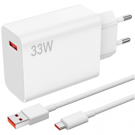 CHARGEUR AVEC CABLE USB TO TYPE C - 33W - WHITE