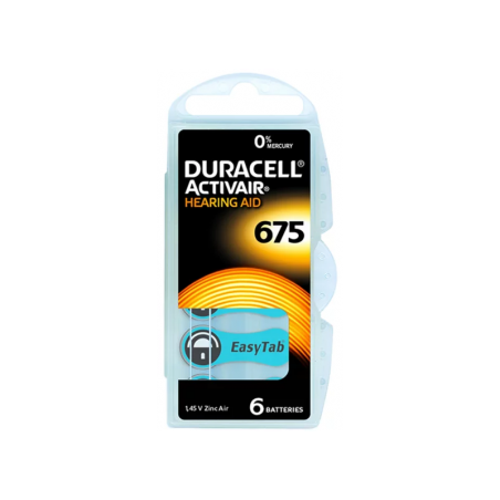 6X PILES DURACELL POUR APPAREILS AUDITIFS ZA 675