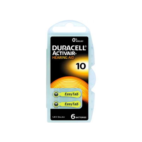 6X PILES DURACELL HEARING AID ZA 10