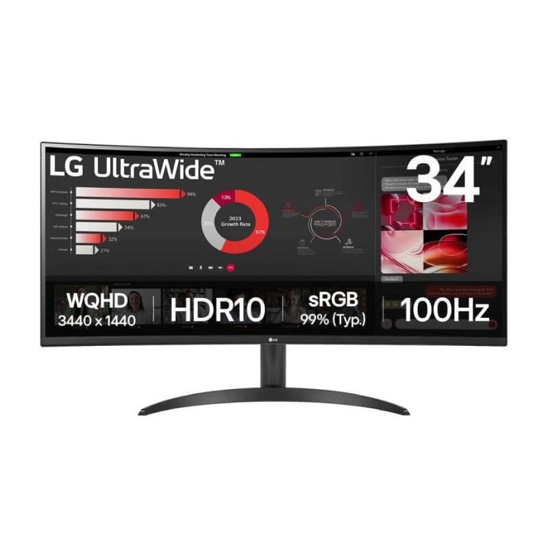 Ecran Gaming LG 34WR50QK 34'' UWQHD Incurvé 100Hz