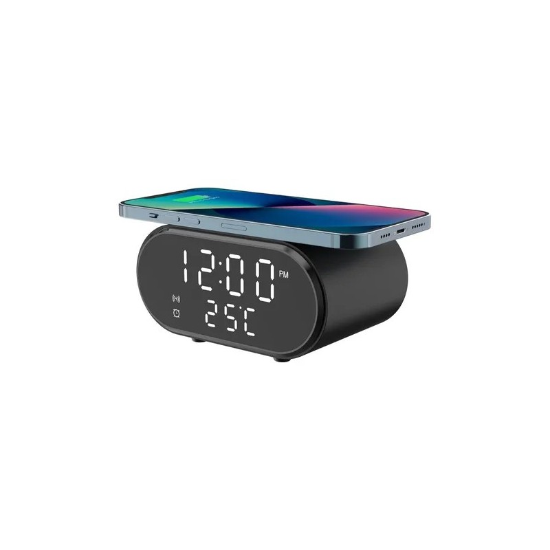 Wireless Fast Charging Alarm Clock with Thermometer
