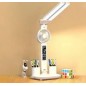 Lampe de bureau LED à double tête avec ventilateur, afficheur date heure et température, porte stylos