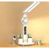 Lampe de bureau LED à double tête avec ventilateur, afficheur date heure et température, porte stylos