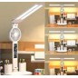 Lampe de bureau LED à double tête avec ventilateur, afficheur date heure et température, porte stylos