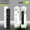 Multiprise 4 prises CA EU avec 4 ports USB et 2 type c