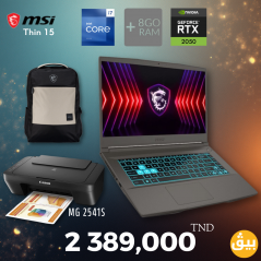 PC Portable Gamer MSI Thin 15 – Intel Core i7 13eme Gén, 8 Go RAM, RTX 2050