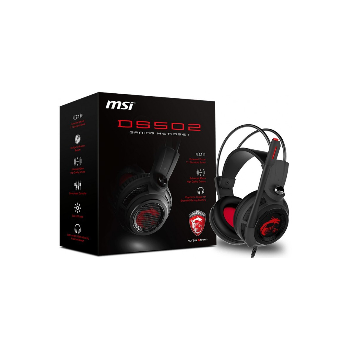 Micro Casque Gaming Msi USB DS502 Noir – S37-2100911-SV1