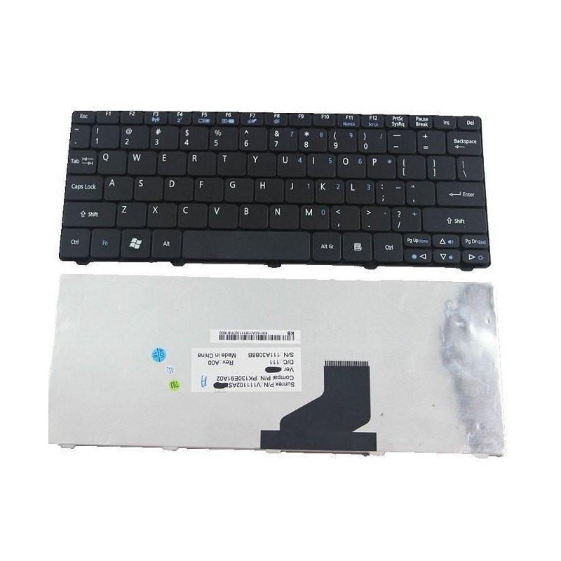 CLAVIER PC PORTABLE Noir Acer Aspire One 532H