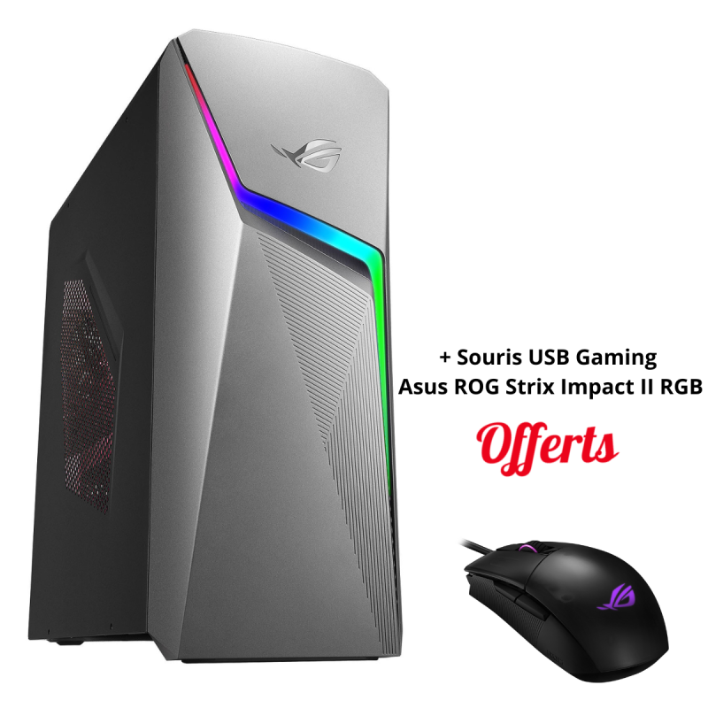 PC de Bureau Asus ROG Strix GL10CE / i5-11400F / GTX 1660 Ti 6G / 16 Go + Souris USB Gaming Asus ROG Strix Impact II RGB