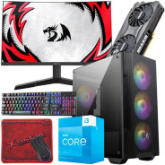 Setup Gamer SPECIAL Pc de Bureau Gaming / i3-13100F / RTX 3060 12G / 16 Go Avec Écran Incurvé Redragon 24″ LED Full HD 165 Hz