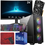 Setup Gamer MSI Pc de Bureau Gaming / i5-10400F / RTX 4060 8G / 16 Go Avec Écran Incurvé MSI 24″ Full HD VA 180 Hz