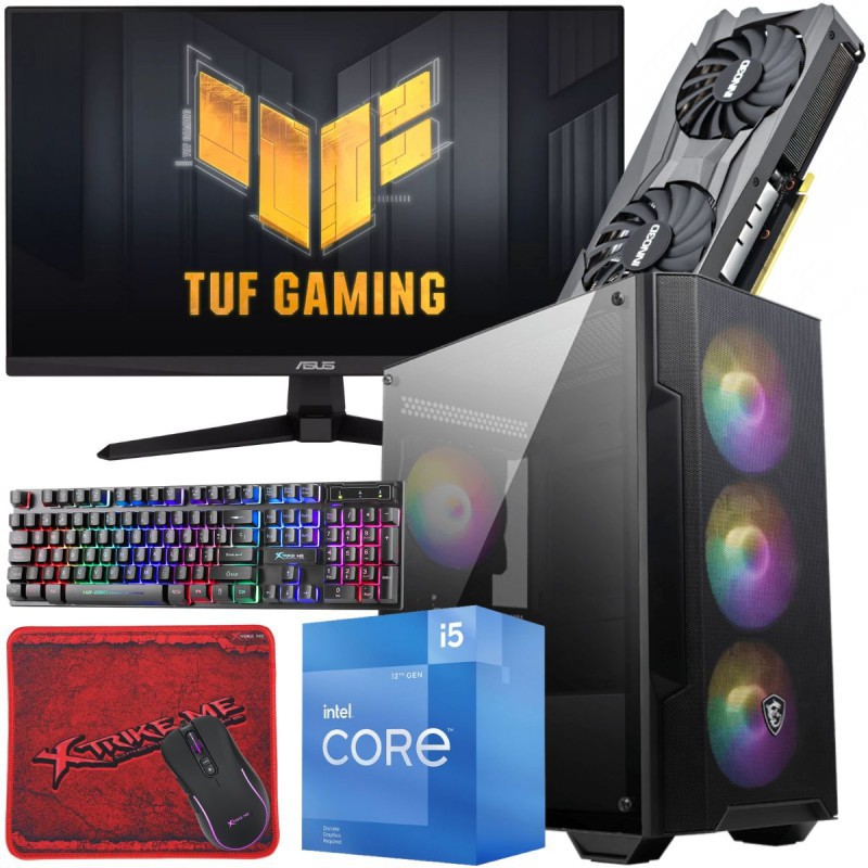 Setup Gamer SPECIAL Pc de Bureau Gaming / i5-12400F / RTX 3060 12G / 16 Go Avec Écran Asus TUF 24″ Full HD IPS 180 Hz