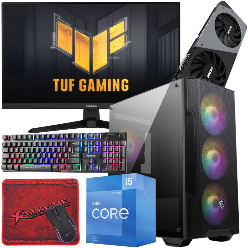 Setup Gamer TUNISIANET Pc de Bureau Gaming / i5-12400F / RTX 4060 8G / 16 Go Avec Écran Asus TUF 24″ Full HD IPS 180 Hz