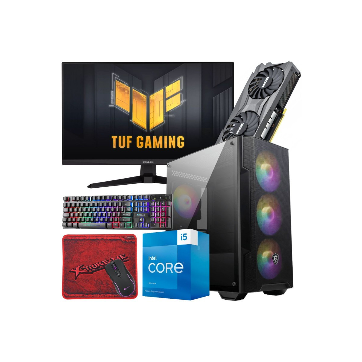 Setup Gamer SPECIAL Pc de Bureau Gaming / i5-13400F / RTX 3060 12G / 16 Go Avec Écran Asus TUF 24″ Full HD IPS 180 Hz