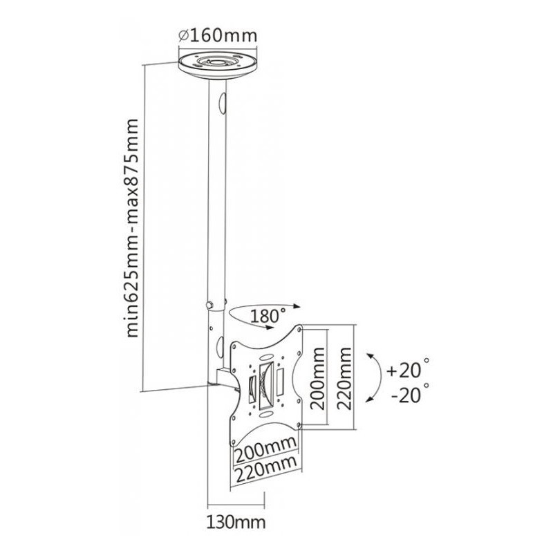 SUPPORT DE PLAFOND SBOX POUR TÉLÉVISEUR CPLB-28S( 23″-43″)