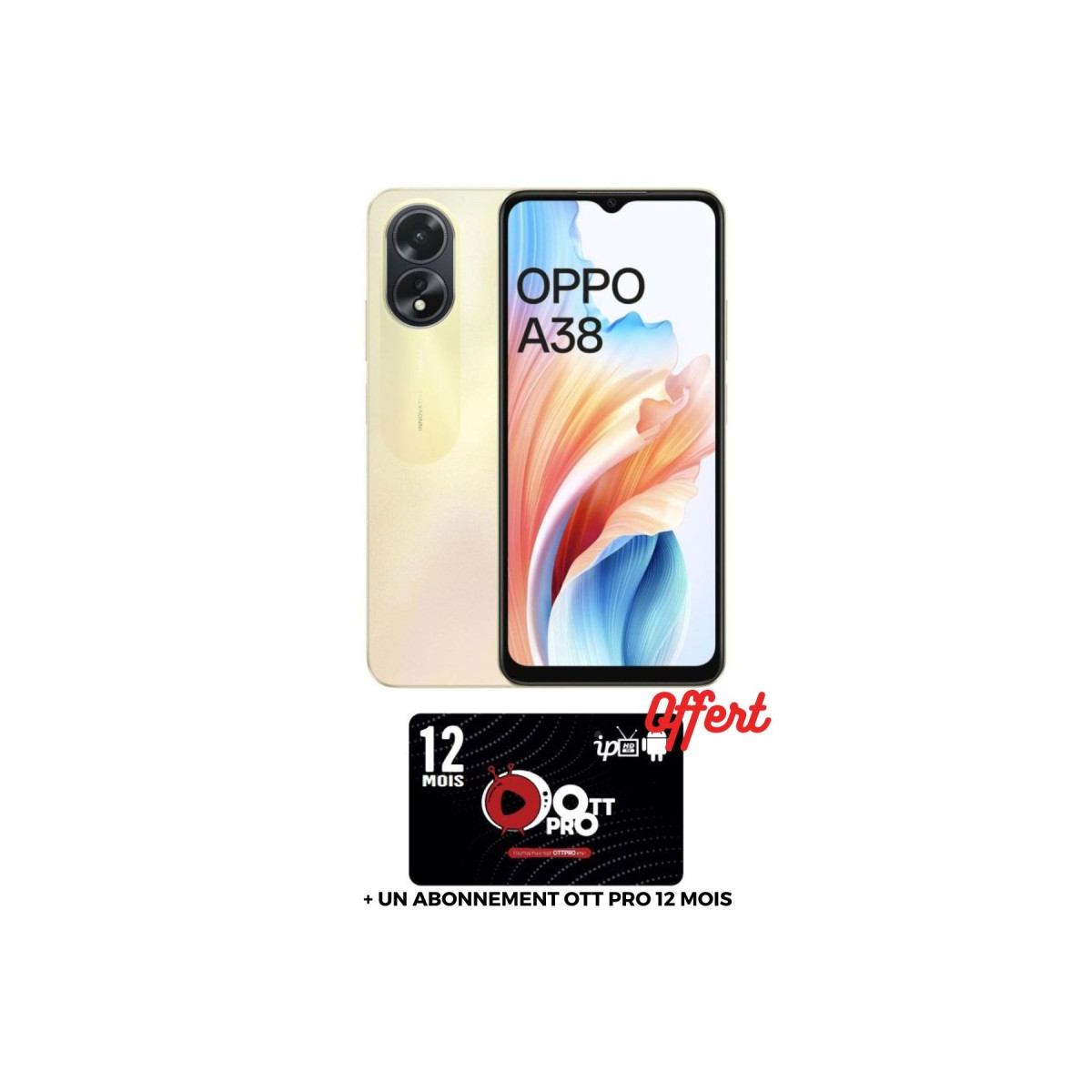 Smartphone Oppo A38 / 4G / 4 Go / 128 Go / Gold