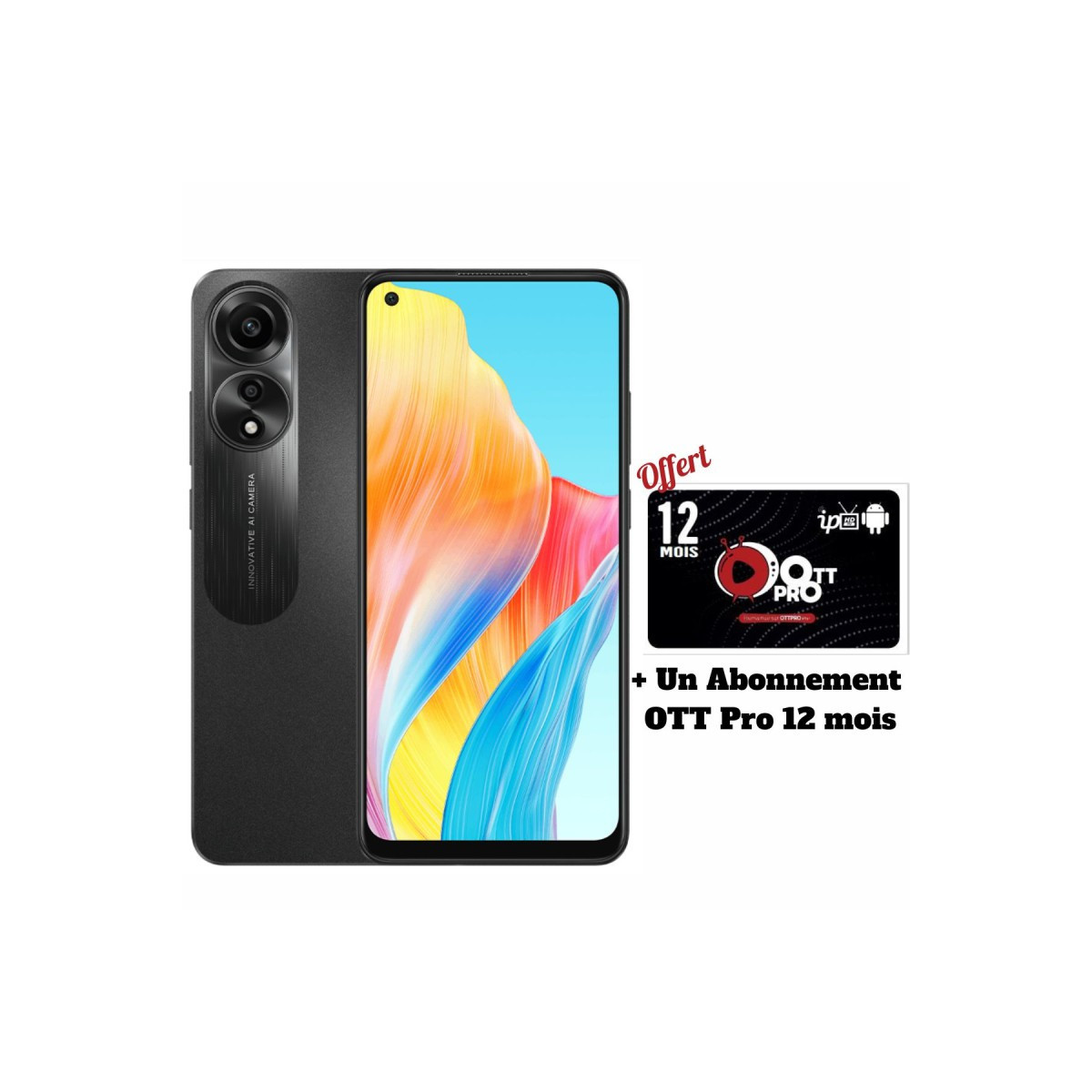 Smartphone Oppo A78 / 4G / 8 Go / 256 Go / Noir