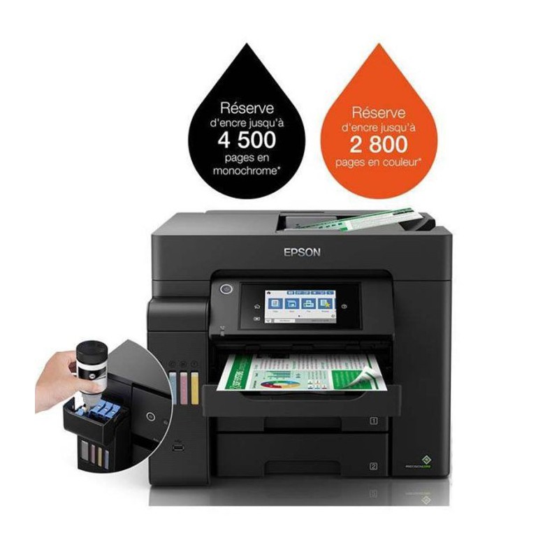 Imprimante à réservoir intégré Multifonctions 4 en 1 Epson EcoTank L6550 + 4 Bouteilles d’encre